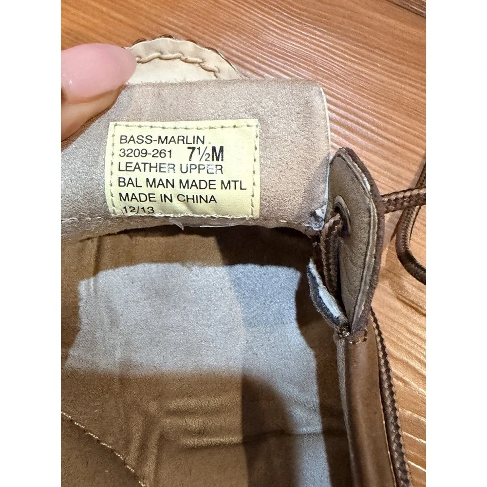 Bass Marlin Men's Boat Shoes Brown/White Leather Lace-Up US 7.5 M 3209-261